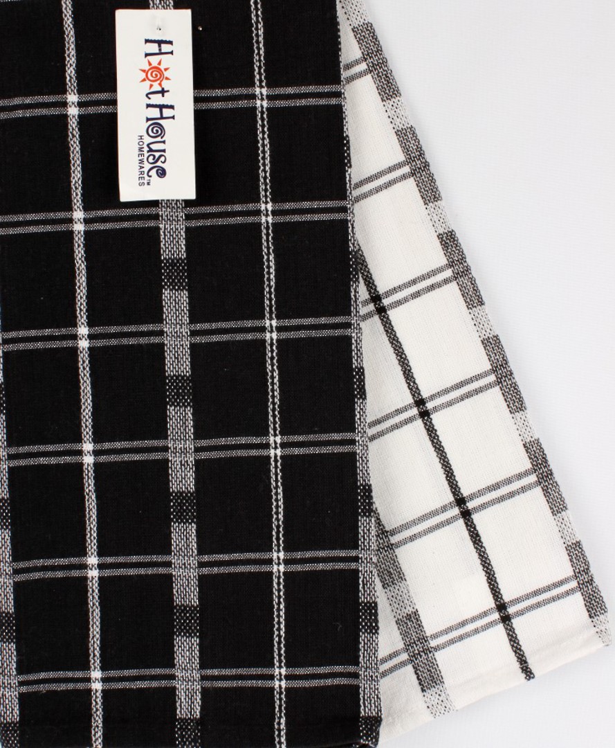 2pack tea towels 'crossroads' black CODE: T/T-CROSS/2PK/BLK image 0